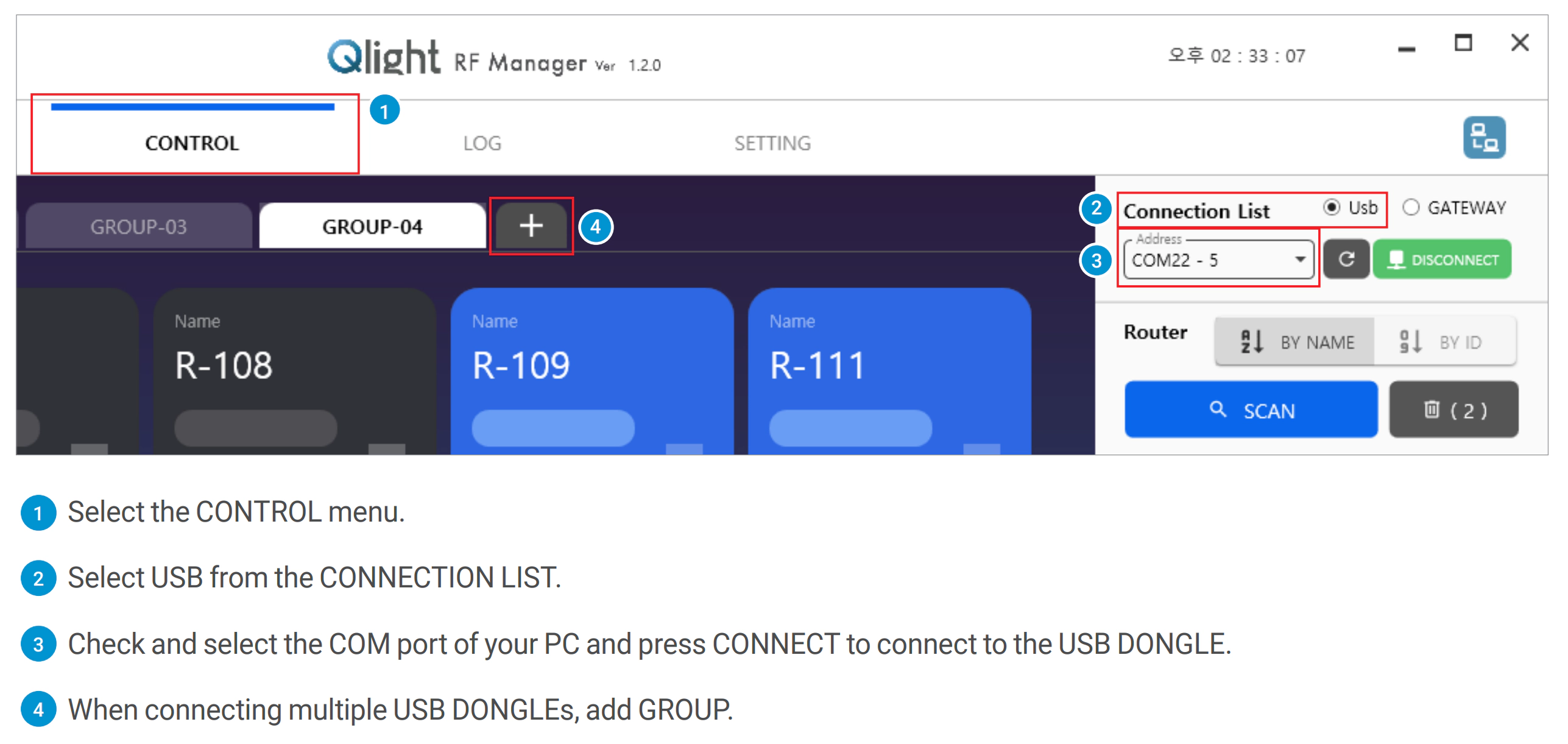 USB DONGLE CONNECTION