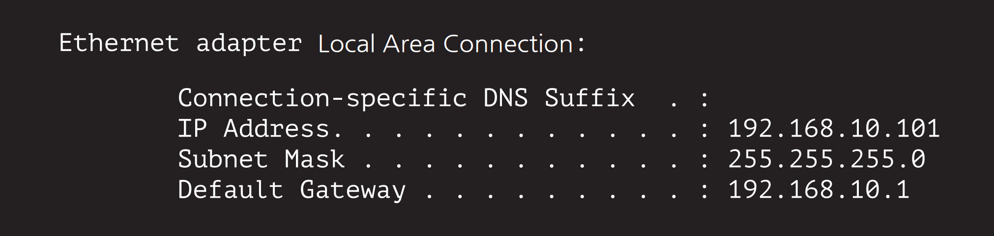 CMD ipconfig all